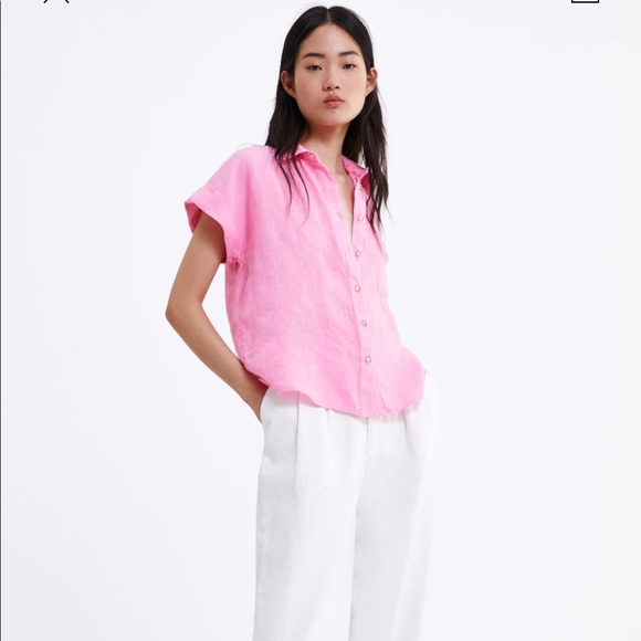 Zara Tops Zara Linen Shirt With Pockets Poshmark